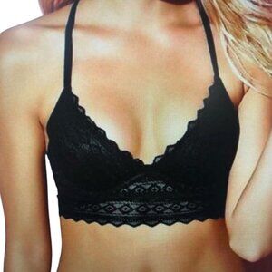 PINK Victoria's Secret Lace Bralette Bra Racerback Sexy Padded Coquette Black M